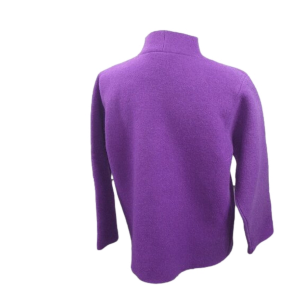 Eileen Fisher Petite Purple Snap Closure Wool Cardigan Size PS - Picture 4 of 7